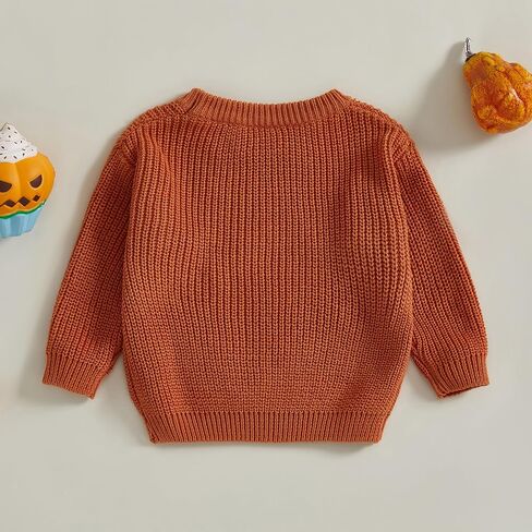 Toddler Baby Boy Girl Knit Sweater Pumpkin Ghost Knit Sweatshirt Halloween Fall Winter Clothes in Kuwait