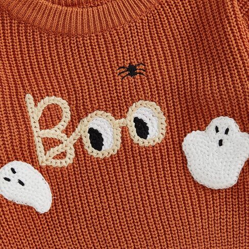Toddler Baby Boy Girl Knit Sweater Pumpkin Ghost Knit Sweatshirt Halloween Fall Winter Clothes in Kuwait