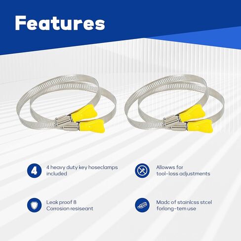 خرطوم جمع الغبار PVC مقاس 4 × 10 بوصات مع 304 مشابك خرطوم من الفولاذ المقاوم للصدأ، لمنشار الطاولة، المنشار الشريطي، المسوي، الأعمال الخشبية ونظام جمع الغبار في متجر الخشب in Kuwait