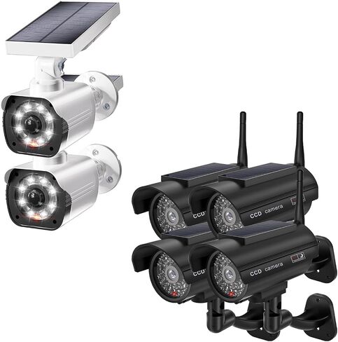WALI Bundle – 2 Items: 2 Solar White Fake Dummy Cameras，4 Solar Black Fake Dummy Cameras（TCW2-SOL+SOL-TCB4） in Saudi Arabia