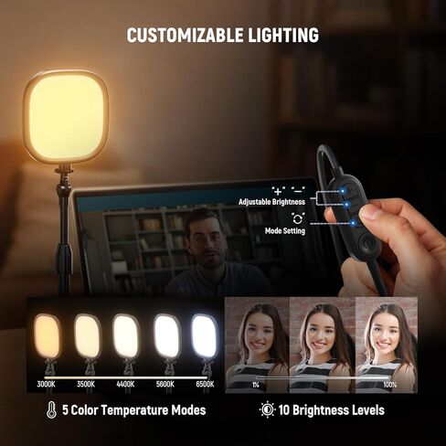 NEEWER Basics 5" Desk Light for Video Calls, CRI95 Full Screen LED Ring Light with Stand, 10W Bi Color Edge Lit Zoom Conference Lighting for Computer Laptop Webcam Phone Streaming Recording, NL10 in Saudi Arabia