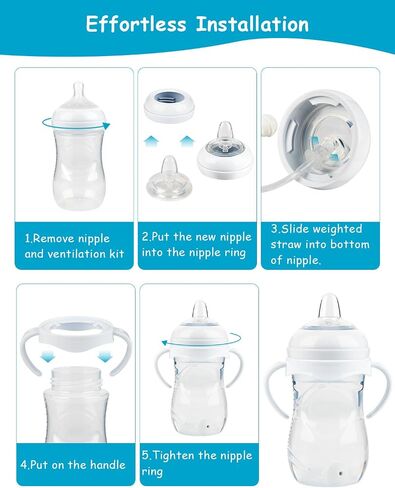 Straw Cup Soft Conversion Kit for Philips Avent Natural Baby Bottle, Toddler Transition Kit with Silicone Straw Top Nipple, Weighted Straw, Bottle Handle, Cleaning Brush, Spill-Proof, BPA-Free, 3-Pack in Saudi Arabia