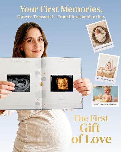 Baby Memory Book for Boy&Girl, 8"x10" Linen Baby Journal Scrapbook Photo Album with Stickers, Timeless Baby Book Milestone Keepsake Record from Pregnancy to Age 5, Baby Essential (112 Pages, Blue) in Saudi Arabia
