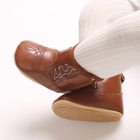 MEJORMEN Baby Cowboy Boots Western Booties Leather Soft Sole Non Slip First Walker Crib Shoes for Infant Toddler Girls Boys Newborn in Saudi Arabia