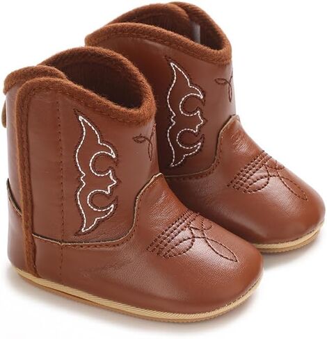 MEJORMEN Baby Cowboy Boots Western Booties Leather Soft Sole Non Slip First Walker Crib Shoes for Infant Toddler Girls Boys Newborn in Saudi Arabia