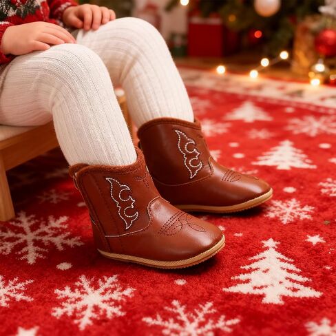 MEJORMEN Baby Cowboy Boots Western Booties Leather Soft Sole Non Slip First Walker Crib Shoes for Infant Toddler Girls Boys Newborn in Saudi Arabia