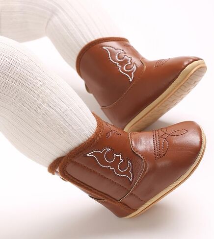 MEJORMEN Baby Cowboy Boots Western Booties Leather Soft Sole Non Slip First Walker Crib Shoes for Infant Toddler Girls Boys Newborn in Saudi Arabia