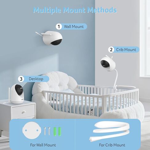 acer Video Baby Monitor 5" LCD Screen Monitor No WiFi with 1080P Camera and Audio for Crib 1000ft Range Remote Pan Tilt Night Vision, Temperature Sensor, 8 Lullabies, 2-Way Talk, Video Recording, VOX in Saudi Arabia