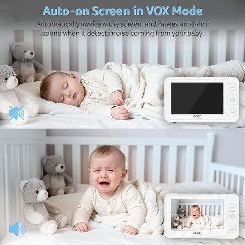 acer Video Baby Monitor 5" LCD Screen Monitor No WiFi with 1080P Camera and Audio for Crib 1000ft Range Remote Pan Tilt Night Vision, Temperature Sensor, 8 Lullabies, 2-Way Talk, Video Recording, VOX in Saudi Arabia