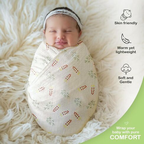 OEKO TEX 100% Organic Cotton 2 PK Muslin Baby Blanket Unisex 47x47 Inch | Oeko-TEX Certified, Swaddling Blanket, Baby Girl Blankets, Swaddle Blankets, Rust/Ivory, Unisex Design, Breathable weave in Saudi Arabia