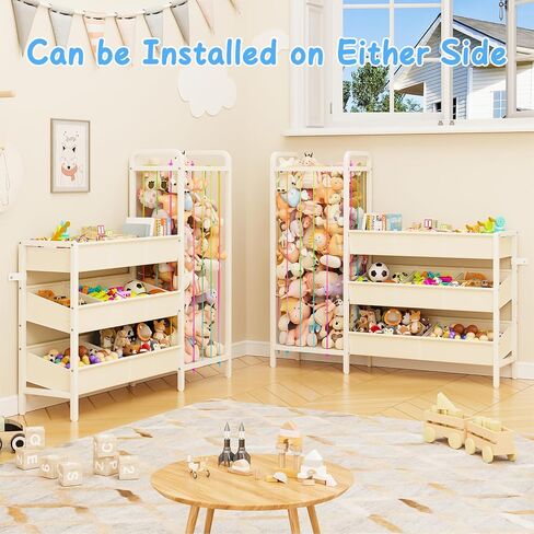 منظم تخزين الألعاب B6 مع مساحة تخزين للحيوانات المحشوة، أرفف خشبية من 3 طبقات و8 صناديق، منظم أرفف الألعاب، رف كتب للأطفال وتخزين الألعاب لغرفة الأطفال، غرفة النوم، غرفة اللعب، الحضانة، أبيض in Kuwait