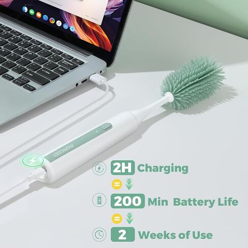 Momcozy 7 in 1 Electric Bottle Brush Kit, Portable Cleaning Set with Formula Mixer, Silicone Brush, Nipple Brush, Straw Brush, Soap Dispenser, Drying Rack - Long Battery Life for Home & Travel in Saudi Arabia
