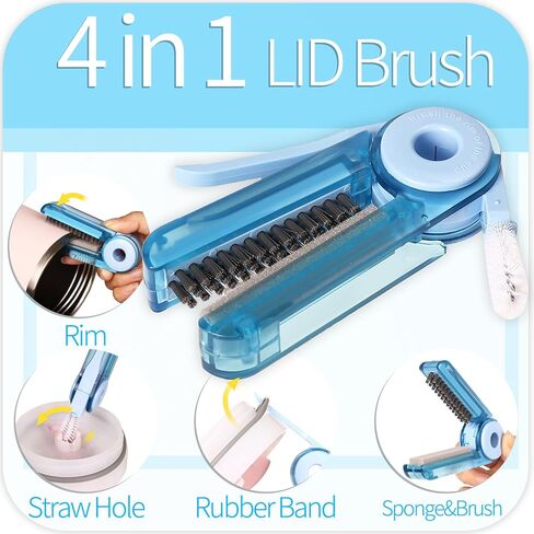 مجموعة فرش تنظيف زجاجات المياه مكونة من 4 قطع - فرشاة تنظيف الزجاجات من السيليكون مقاس 12.6 بوصة، فرشاة تنظيف الأكواب 4 في 1 متعددة الأغراض in Kuwait