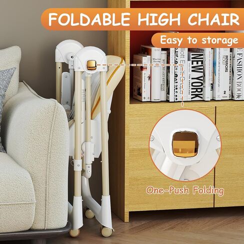 High Chairs for Babies and Toddlers, Foldable High Chair with Lockable Wheels, 4-in-1 Convertible, Adjustable Reclining Seat with Leg Rest & 5-Point Harness, Soft Cushion, Portable When Folded, Beige in Saudi Arabia