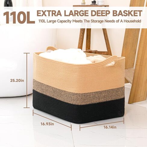 CLHMILY&Z Stylish Square Cotton Rope Storage Basket (Pink & White, 85L) in Saudi Arabia