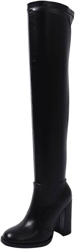 Women's Knee High Boots,Over The Knee Boots Chunky Heel,Thigh High Boots with Side Zipper, Tall Boots Stylish and Comfy in Saudi Arabia