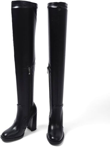 Women's Knee High Boots,Over The Knee Boots Chunky Heel,Thigh High Boots with Side Zipper, Tall Boots Stylish and Comfy in Saudi Arabia