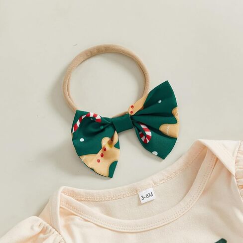 My First Christmas Baby Girl Outfit Letter Print Long Sleeve Romper Ruffle Short Set Headband Socks 4Pcs Xmas Clothes in Saudi Arabia