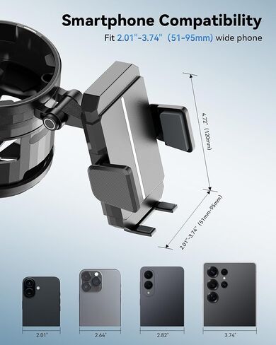 Stroller Cup Holder with Phone Holder, 360° Rotatable Bottle Holder with 2 Drink Holder, 3-in-1 Universal Cup Holder for Baby Stroller, Bike, Motorcycle, Wheelchair, Walker, Scooter, Black in Saudi Arabia