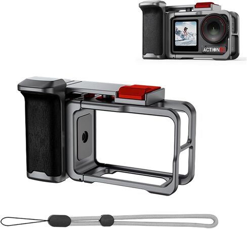 Metal Cage for DJI OSMO Action 4/3/5 PRO, Protective Frame Housing Case for DJI Osmo Action 4/3/5 Pro Camera Accessories, Rabbit Cage with Cold Shoe for Video Light Microphone in Saudi Arabia