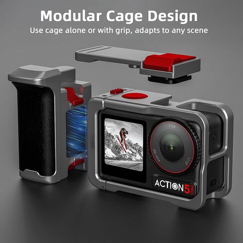 Metal Cage for DJI OSMO Action 4/3/5 PRO, Protective Frame Housing Case for DJI Osmo Action 4/3/5 Pro Camera Accessories, Rabbit Cage with Cold Shoe for Video Light Microphone in Saudi Arabia