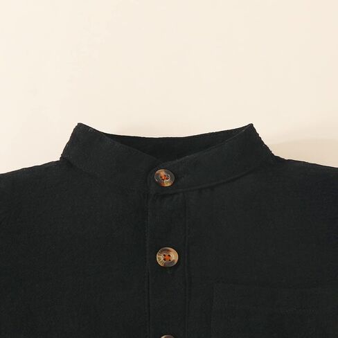 Toddler Solid Collar Polo Shirt Kids Button Up Short Sleeve Oxford Shirts Baby Active Athletic (Black, 18-24 Months) in Saudi Arabia