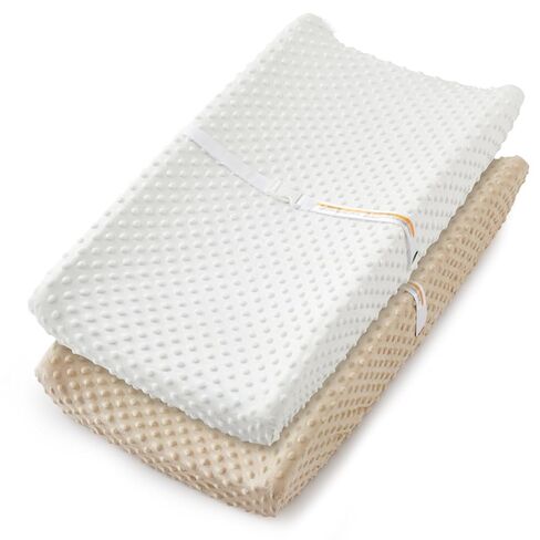 عبوة من قطعتين من غطاء وسادة تغيير الحفاضات من هوميست، ملاءات طاولة تغيير باللون الأبيض + الأسود، نسيج منقط من الصوف فائق النعومة، غطاء وسادة حفاضات مريح قابل للتنفس للفتيات والفتيان، يمكن غسله في الغسالة in Kuwait