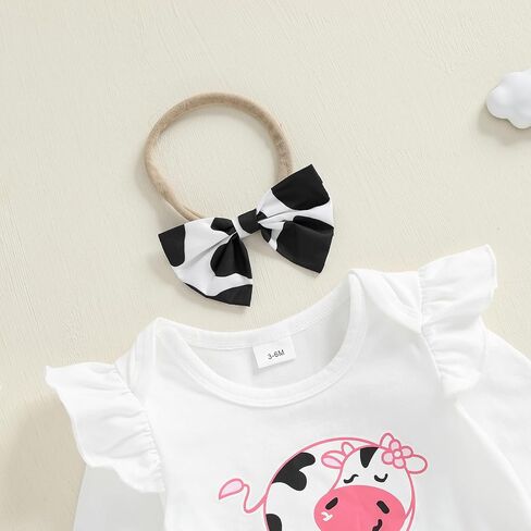 ملابس خريف وشتاء للأطفال من Emmababy رومبير مطبوع على شكل بقرة وأكمام طويلة وسروال قصير ملابس راعية البقر ملابس شتوية لحديثي الولادة in Kuwait