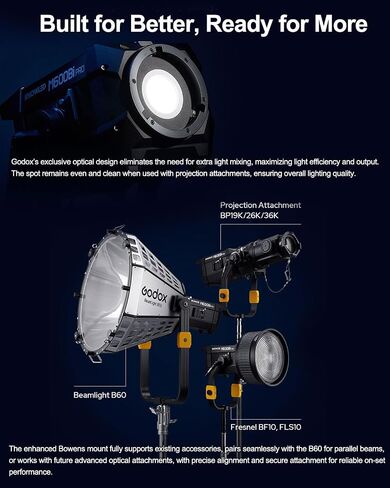 طقم إضاءة LED أحادية اللون من Godox KNOWLED M600Bi Pro، إضاءة استوديو 600 وات مع 2800-6500K CCT، مقاومة للطقس IP54، تحكم DMX/CRMX/بلوتوث، 11 وضعًا FX، مع عاكس ووحدة تحكم وحقيبة حمل in Saudi Arabia