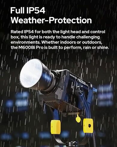 طقم إضاءة LED أحادية اللون من Godox KNOWLED M600Bi Pro، إضاءة استوديو 600 وات مع 2800-6500K CCT، مقاومة للطقس IP54، تحكم DMX/CRMX/بلوتوث، 11 وضعًا FX، مع عاكس ووحدة تحكم وحقيبة حمل in Saudi Arabia