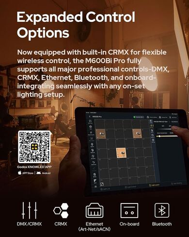 طقم إضاءة LED أحادية اللون من Godox KNOWLED M600Bi Pro، إضاءة استوديو 600 وات مع 2800-6500K CCT، مقاومة للطقس IP54، تحكم DMX/CRMX/بلوتوث، 11 وضعًا FX، مع عاكس ووحدة تحكم وحقيبة حمل in Saudi Arabia