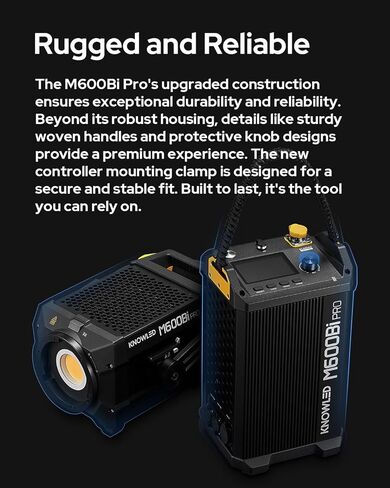 طقم إضاءة LED أحادية اللون من Godox KNOWLED M600Bi Pro، إضاءة استوديو 600 وات مع 2800-6500K CCT، مقاومة للطقس IP54، تحكم DMX/CRMX/بلوتوث، 11 وضعًا FX، مع عاكس ووحدة تحكم وحقيبة حمل in Saudi Arabia