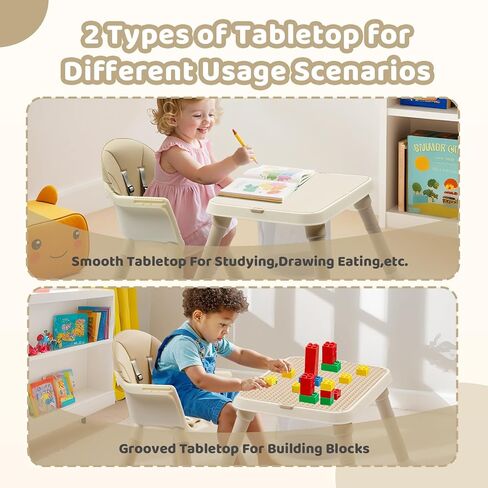 JOYMOR 7 in 1 High Chair for Babies and Toddlers, Convertible Kids Learning Table and Chair with Large Baske for Storage (Gray) in Kuwait