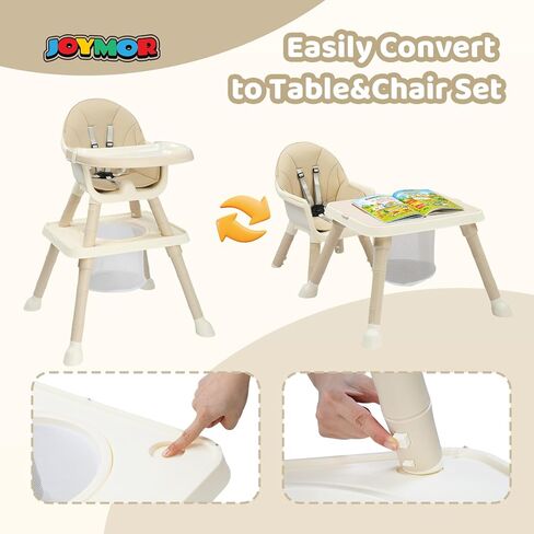 JOYMOR 7 in 1 High Chair for Babies and Toddlers, Convertible Kids Learning Table and Chair with Large Baske for Storage (Gray) in Kuwait