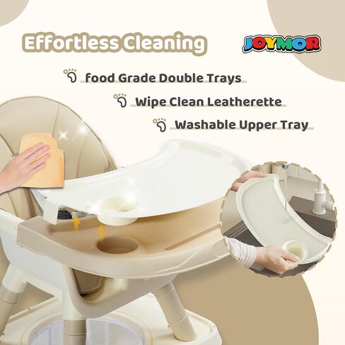 JOYMOR 7 in 1 High Chair for Babies and Toddlers, Convertible Kids Learning Table and Chair with Large Baske for Storage (Gray) in Kuwait