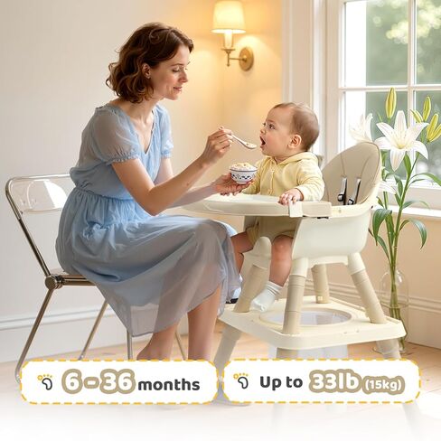 JOYMOR 7 in 1 High Chair for Babies and Toddlers, Convertible Kids Learning Table and Chair with Large Baske for Storage (Gray) in Kuwait