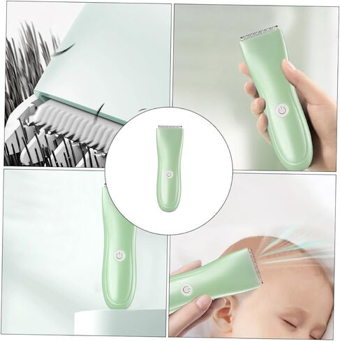 Rechargeable Hair Clipper Light Green Hair Trimmer with Blades Safe Rounded Design for Newborns in Saudi Arabia