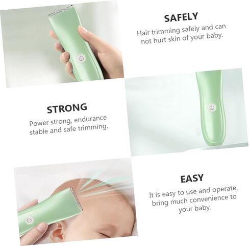 Rechargeable Hair Clipper Light Green Hair Trimmer with Blades Safe Rounded Design for Newborns in Saudi Arabia