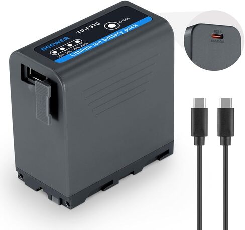بطارية بديلة 10500 مللي أمبير NP-F970 من NEEWER، شحن سريع PD 45 وات، 2.3 ساعة مشحونة بالكامل، OLED/USB A/USB C، لشاشة الكاميرا المتوافقة مع Sony FX3 FX30 A7IV A7SIII Canon R5 R6 Nikon Z8، NW-F970U in Kuwait
