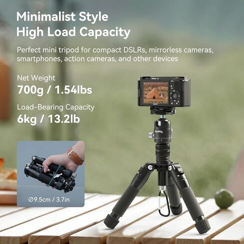 SmallRig VT-20Pro 21.2"/ 53.8cm Mini Tripod for Camera and Phone, Aluminum Alloy Small Desktop Tripod with 360° Ball Head, Table tripods Load Up to 11lb / 5kg in Saudi Arabia