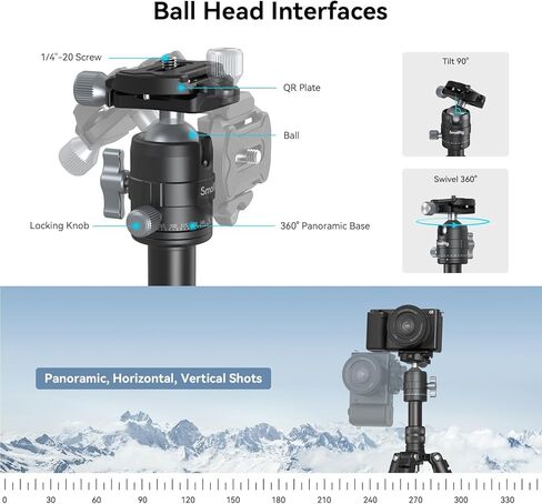 SmallRig VT-20Pro 21.2"/ 53.8cm Mini Tripod for Camera and Phone, Aluminum Alloy Small Desktop Tripod with 360° Ball Head, Table tripods Load Up to 11lb / 5kg in Saudi Arabia