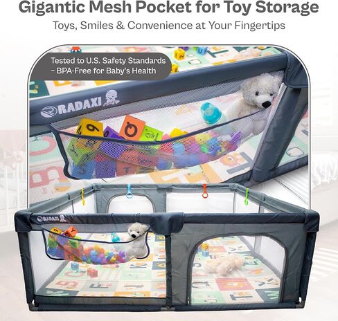 Baby Playpen 71x59 Inch Large Playpen for Babies and Toddlers Baby Playard with Zipper Gates Safety Fence Play Pen Play Yard with Soft Breathable Mesh Indoor & Outdoor Kids Activity Center Dark Gray in Saudi Arabia