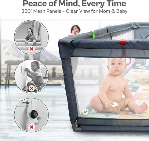 Baby Playpen 71x59 Inch Large Playpen for Babies and Toddlers Baby Playard with Zipper Gates Safety Fence Play Pen Play Yard with Soft Breathable Mesh Indoor & Outdoor Kids Activity Center Dark Gray in Saudi Arabia