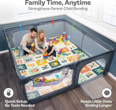 Baby Playpen 71x59 Inch Large Playpen for Babies and Toddlers Baby Playard with Zipper Gates Safety Fence Play Pen Play Yard with Soft Breathable Mesh Indoor & Outdoor Kids Activity Center Dark Gray in Saudi Arabia