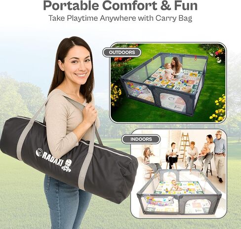 Baby Playpen 71x59 Inch Large Playpen for Babies and Toddlers Baby Playard with Zipper Gates Safety Fence Play Pen Play Yard with Soft Breathable Mesh Indoor & Outdoor Kids Activity Center Dark Gray in Saudi Arabia