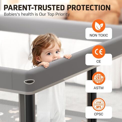 Foldable Baby Playpen with Mat,50"×50" Collapsible Playpen for Babies and Toddlers,Indoor&Outdoor Kids Safety Play Pen,Portable Travel Playard ‌with Travel Pack and 50 Ocean Balls in Saudi Arabia