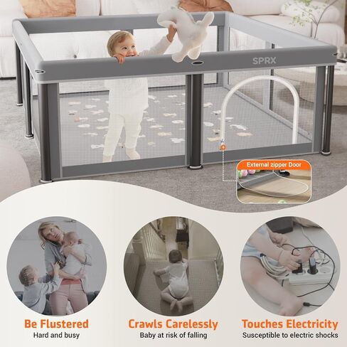 Foldable Baby Playpen with Mat,50"×50" Collapsible Playpen for Babies and Toddlers,Indoor&Outdoor Kids Safety Play Pen,Portable Travel Playard ‌with Travel Pack and 50 Ocean Balls in Saudi Arabia