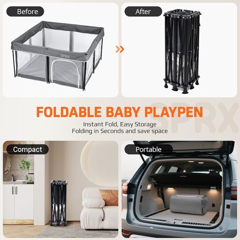 Foldable Baby Playpen with Mat,50"×50" Collapsible Playpen for Babies and Toddlers,Indoor&Outdoor Kids Safety Play Pen,Portable Travel Playard ‌with Travel Pack and 50 Ocean Balls in Saudi Arabia