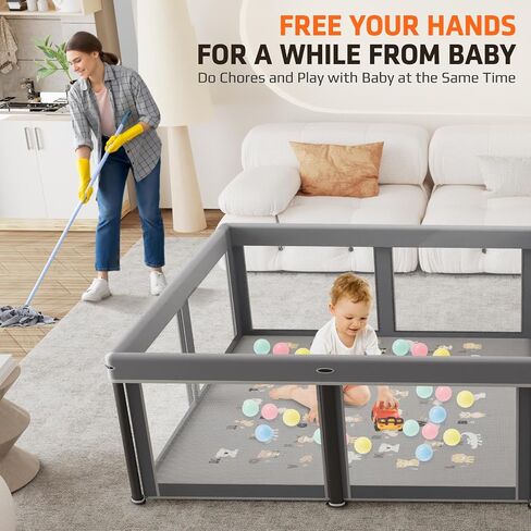 Foldable Baby Playpen with Mat,50"×50" Collapsible Playpen for Babies and Toddlers,Indoor&Outdoor Kids Safety Play Pen,Portable Travel Playard ‌with Travel Pack and 50 Ocean Balls in Saudi Arabia