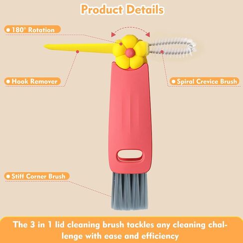 3 in 1 Cup Lid Cleaning Brush, Portable Cup Cleaner Brush, Water Bottle Cleaner Brush, 3 in 1 Multifunctional Cleaning Brush for Home Kitchen Cleaning Tools（3PCS） in Saudi Arabia